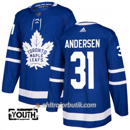 Barn Ishockey Toronto Maple Leafs Tröja Frederik Andersen 31 Adidas 2017-2018 Blå Authentic